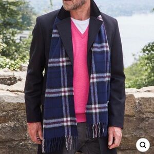 The Original Navy Thomson lambs wool scarf plaid
